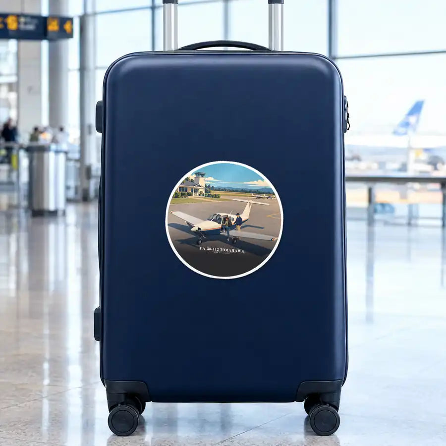 Piper PA-38-112 Tomahawk - 3D - Circle Sticker - Suitcase