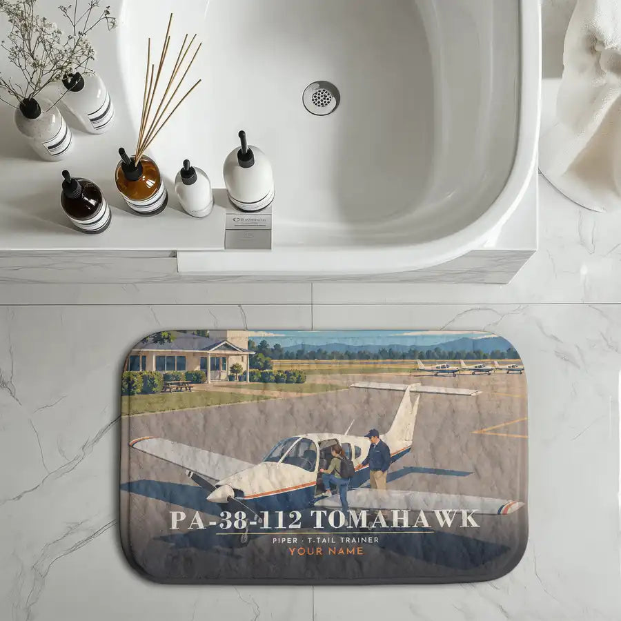 Piper PA-38-112 Tomahawk - 3D + Name - Bath Mat