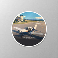 Thumbnail for Piper PA-38-112 Tomahawk - 3D + Name - Circle Sticker - Close-up