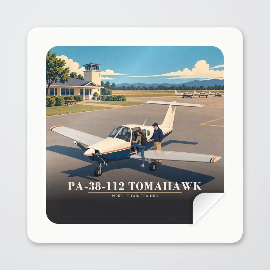 Piper PA-38-112 Tomahawk - 3D - Square Sticker - Peel