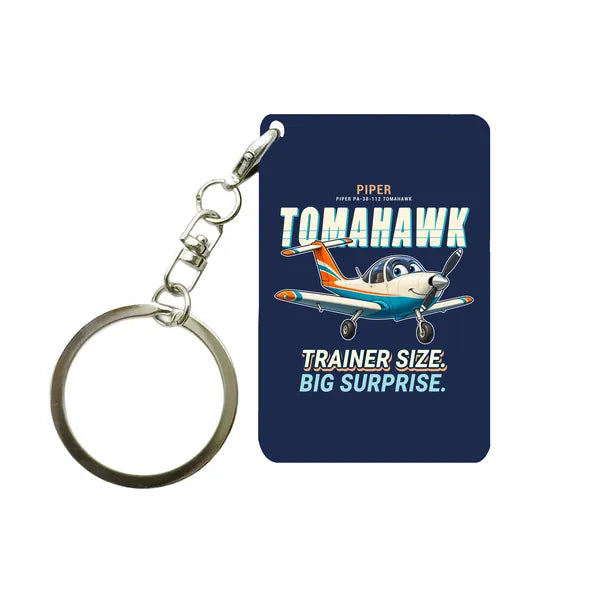 Piper PA-38-112 Tomahawk - Cartoon - Key Chain - Navy Blue