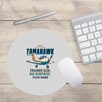 Thumbnail for Piper PA-38-112 Tomahawk - Cartoon + Name - Round Mouse Pad - Light Gray