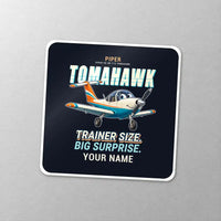 Thumbnail for Piper PA-38-112 Tomahawk - Cartoon + Name - Square Sticker - Close-up