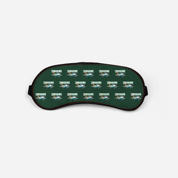 Piper PA-38-112 Tomahawk - Cartoon Pattern - Sleep Mask - Dark Green
