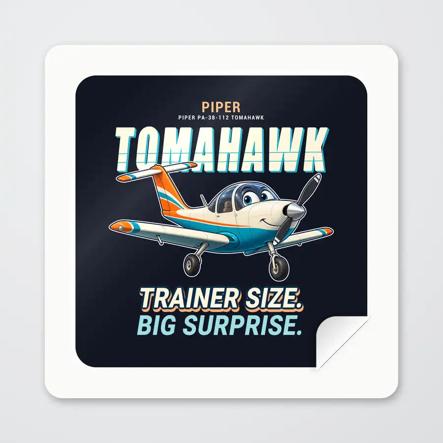 Piper PA-38-112 Tomahawk - Cartoon - Square Sticker - Peel