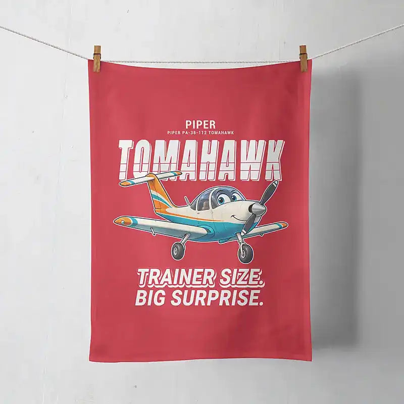 Piper PA-38-112 Tomahawk - Cartoon - Towel - Red