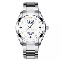 Thumbnail for Piper PA-38-112 Tomahawk - Classic - White + Name - Stainless Steel Band - For Men