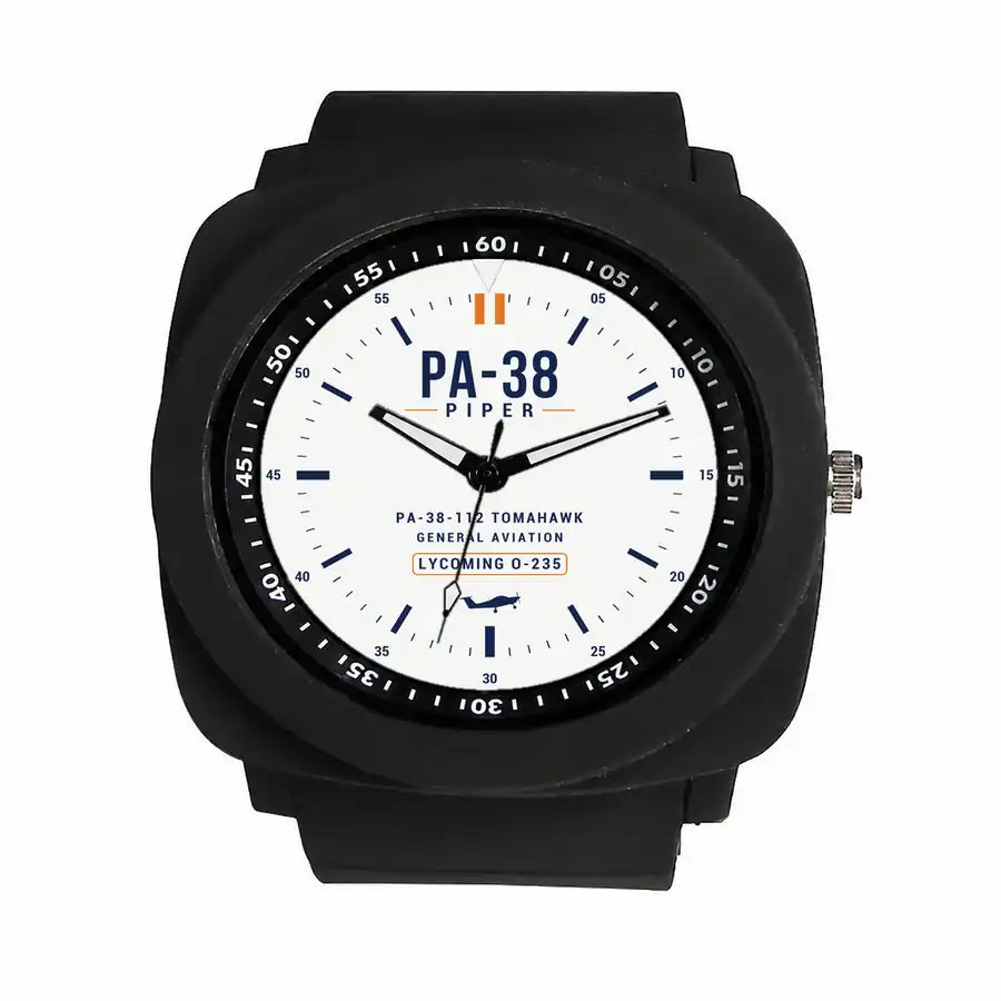 Piper PA-38-112 Tomahawk - Classic - White - Rubber Strap - Black