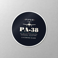 Thumbnail for Piper PA-38-112 Tomahawk - Heritage - Circle Sticker - Close-up