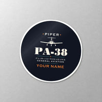 Thumbnail for Piper PA-38-112 Tomahawk - Heritage + Name - Circle Sticker - Close-up