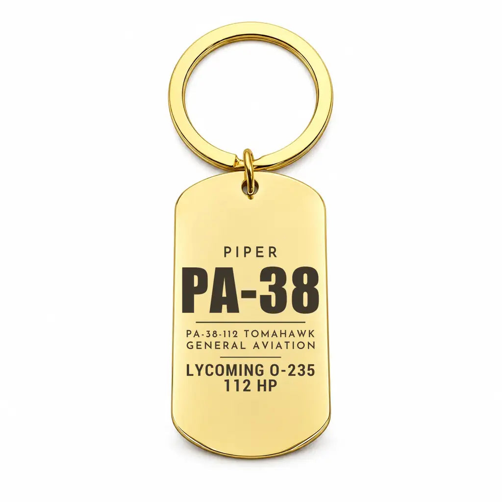 Piper PA-38-112 Tomahawk - Key Chain - Tag - Gold