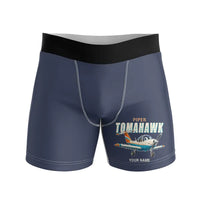 Thumbnail for Piper PA-38-112 Tomahawk - Men Boxers - Cartoon + Name - Navy Blue