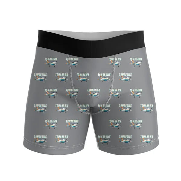 Piper PA-38-112 Tomahawk - Men Boxers - Cartoon Pattern - Gray