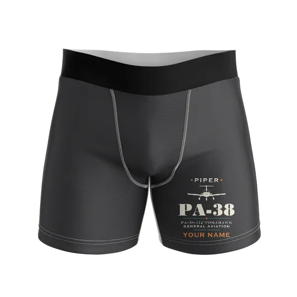 Piper PA-38-112 Tomahawk - Men Boxers - Heritage + Name - Black