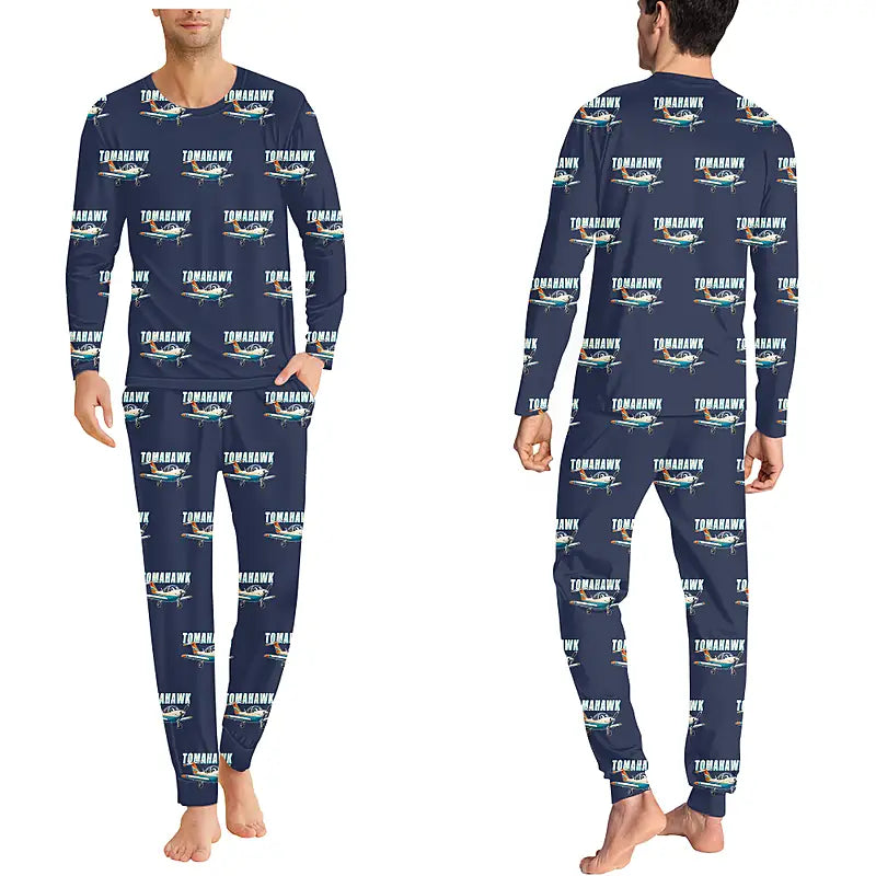Piper PA-38-112 Tomahawk - Men Pajamas - Cartoon Pattern - Navy Blue
