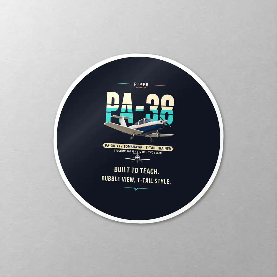 Piper PA-38-112 Tomahawk - Original - Circle Sticker - Close-up