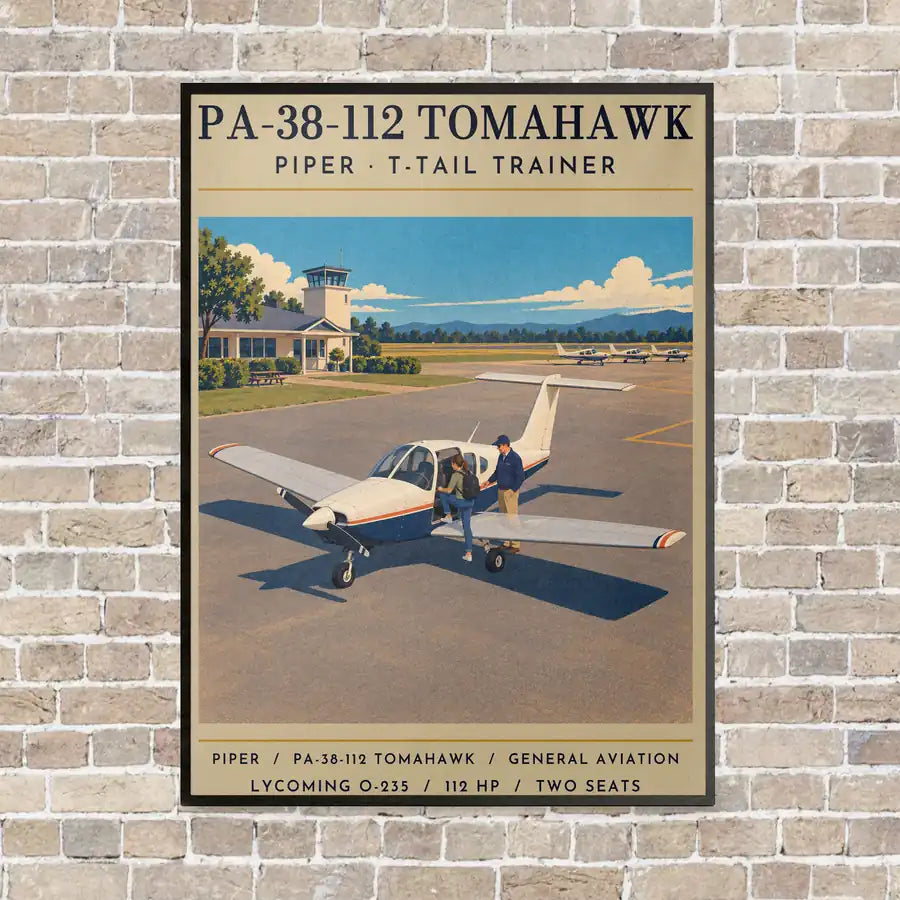 Piper PA-38-112 Tomahawk - Poster - Canvas Framed - Beige