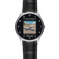 Thumbnail for Piper PA-38-112 Tomahawk - Poster + Name - Leather Strap - Striped Black Leather Strap