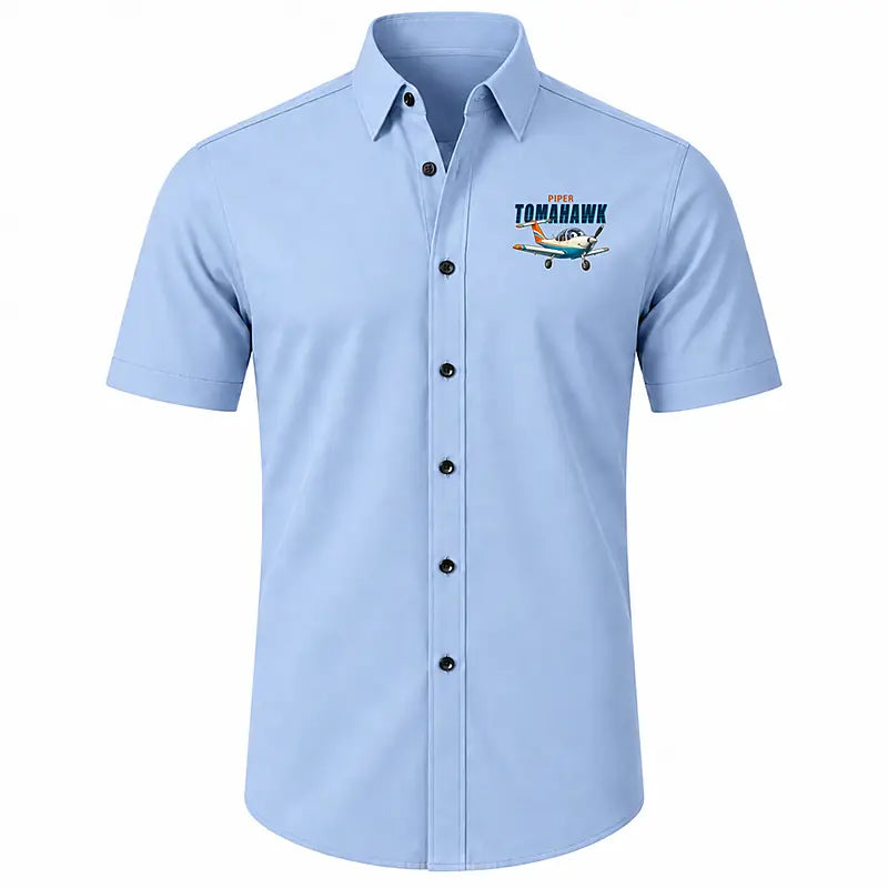 Piper PA-38-112 Tomahawk - Short Sleeve Shirt - Cartoon - Light Blue