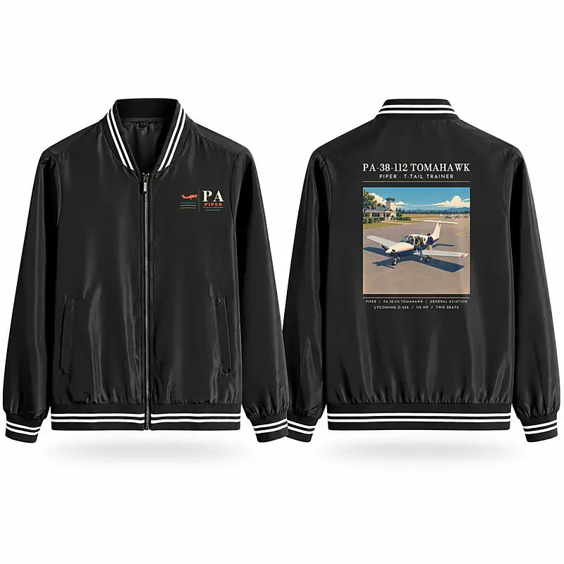 Piper PA-38-112 Tomahawk Stylish Jackets - Baseball Collar - Poster - Black