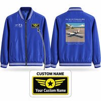 Thumbnail for Piper PA-38-112 Tomahawk Stylish Jackets - Baseball Collar - Poster + Name - Royal Blue
