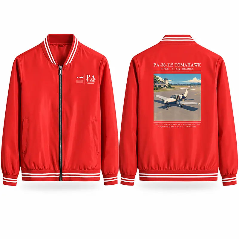 Piper PA-38-112 Tomahawk Stylish Jackets - Baseball Collar - Poster - Red