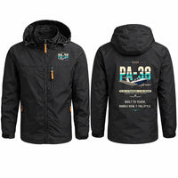 Thumbnail for Piper PA-38-112 Tomahawk Stylish Jackets - Hooded Windbreaker - Original - Black