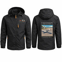 Thumbnail for Piper PA-38-112 Tomahawk Stylish Jackets - Hooded Windbreaker - Poster - Black