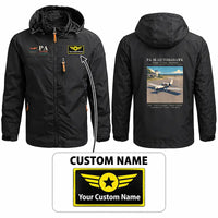 Thumbnail for Piper PA-38-112 Tomahawk Stylish Jackets - Hooded Windbreaker - Poster + Name - Black