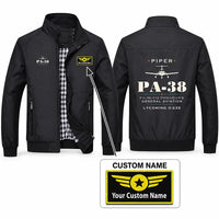 Thumbnail for Piper PA-38-112 Tomahawk Stylish Jackets - Stand Collar - Heritage + Name - Black