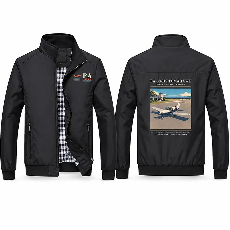 Piper PA-38-112 Tomahawk Stylish Jackets - Stand Collar - Poster - Black