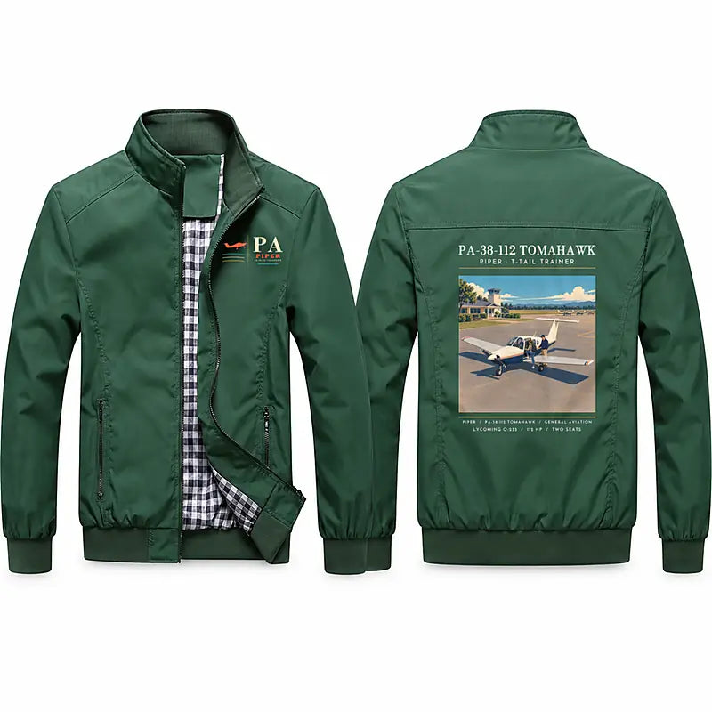Piper PA-38-112 Tomahawk Stylish Jackets - Stand Collar - Poster - Green