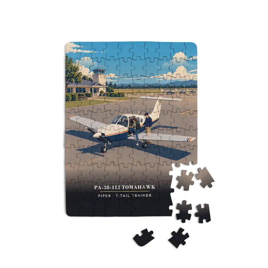 Piper PA-38-112 Tomahawk - Vertical + Text - Canvas Puzzle