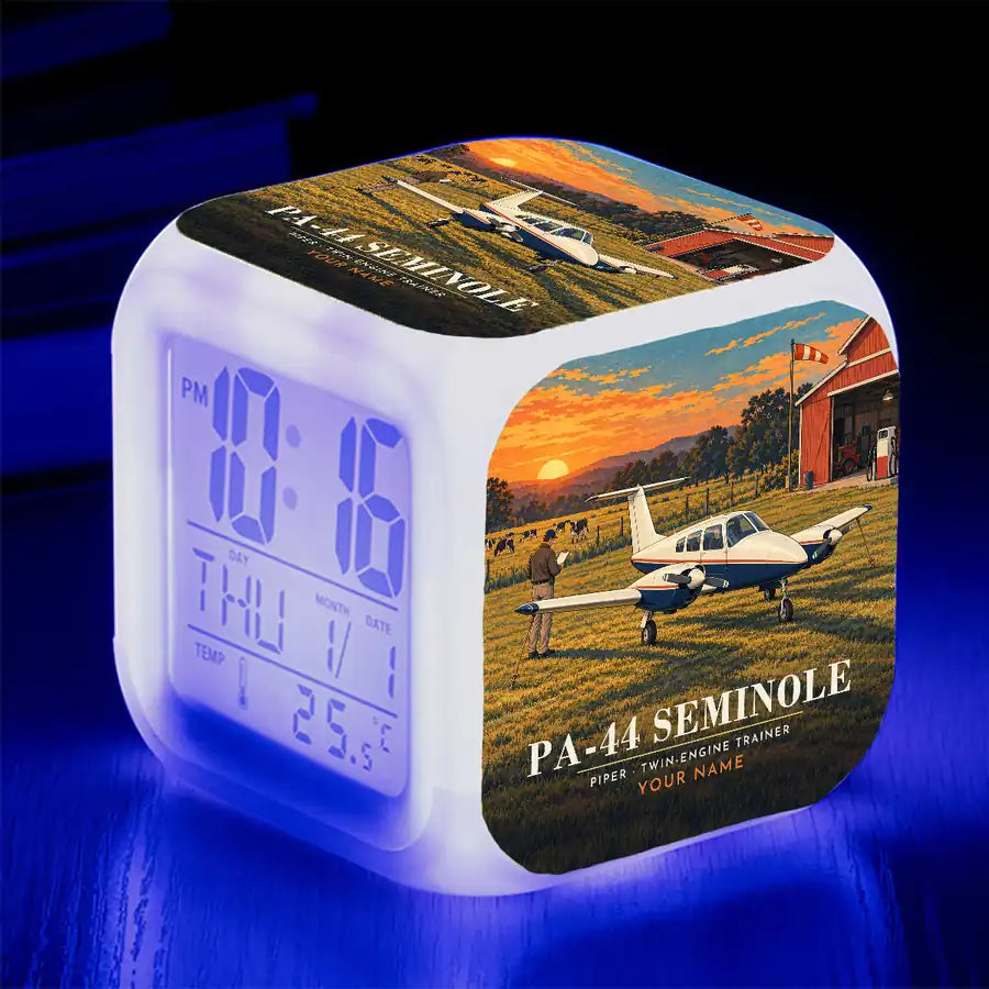 Piper PA-44-180 Seminole - 3D + Name - Alarm Clock