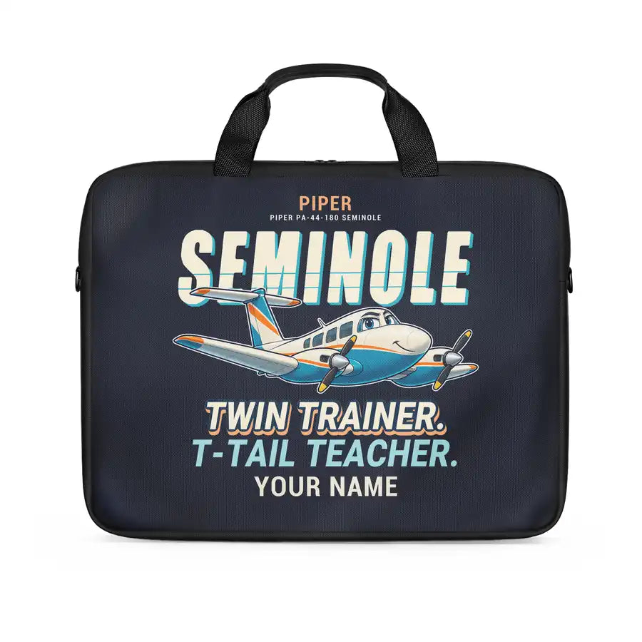 Piper PA-44-180 Seminole - Cartoon + Name - Laptop Bag