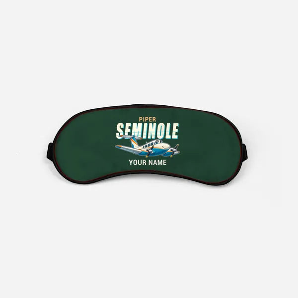 Piper PA-44-180 Seminole - Cartoon + Name - Sleep Mask - Dark Green