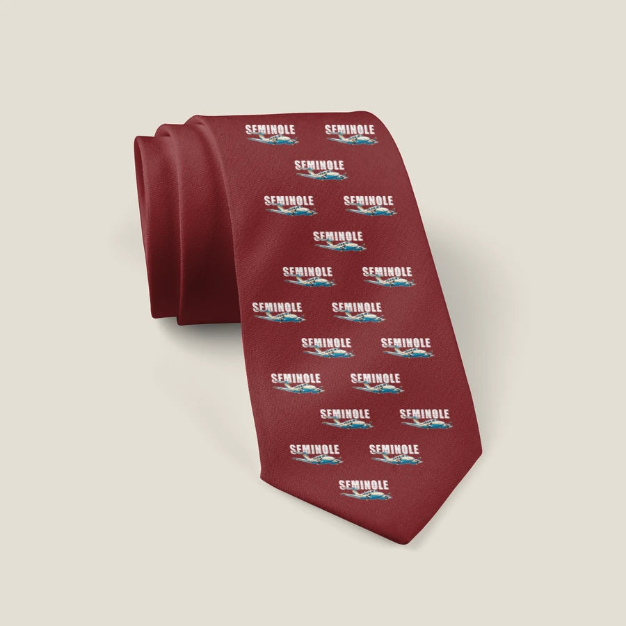 Piper PA-44-180 Seminole - Cartoon Pattern - Tie - Dark Red