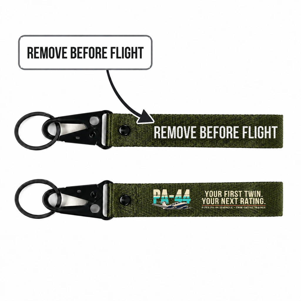 Piper PA-44-180 Seminole Hawk-Shaped Key Chains - Dark Green - Original - Remove Before Flight