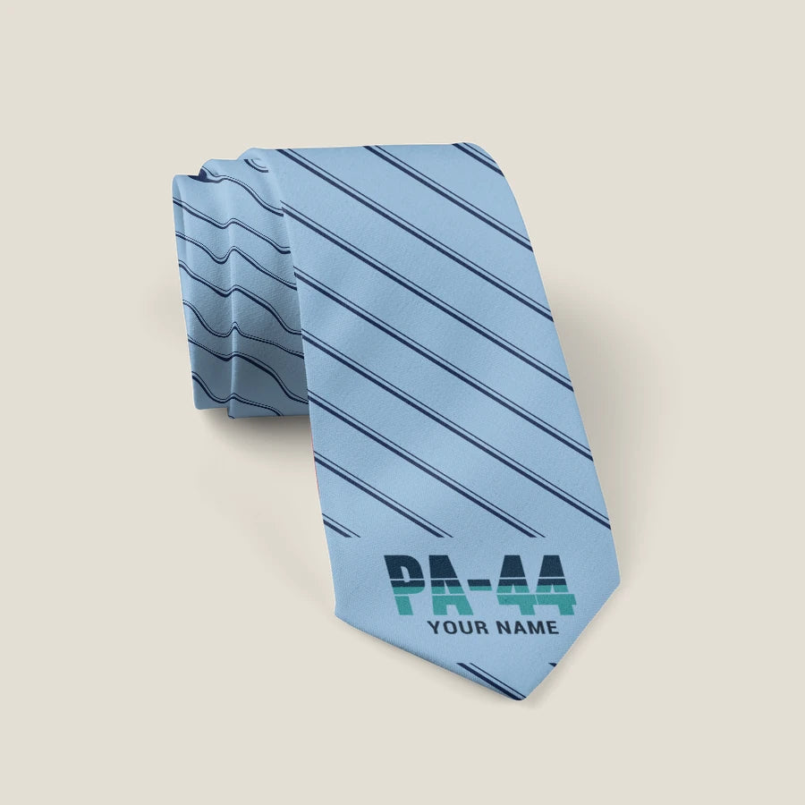 Piper PA-44-180 Seminole - Stripe + Name - Tie - Light Blue
