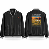 Thumbnail for Piper PA-44-180 Seminole Stylish Jackets - Baseball Collar - Poster - Black