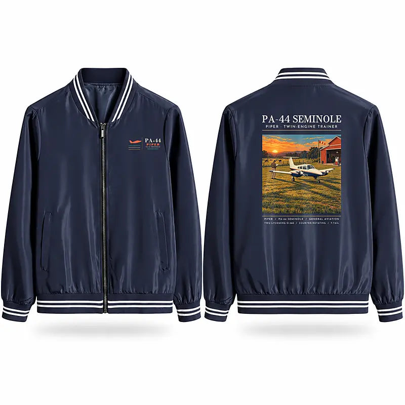 Piper PA-44-180 Seminole Stylish Jackets - Baseball Collar - Poster - Navy Blue