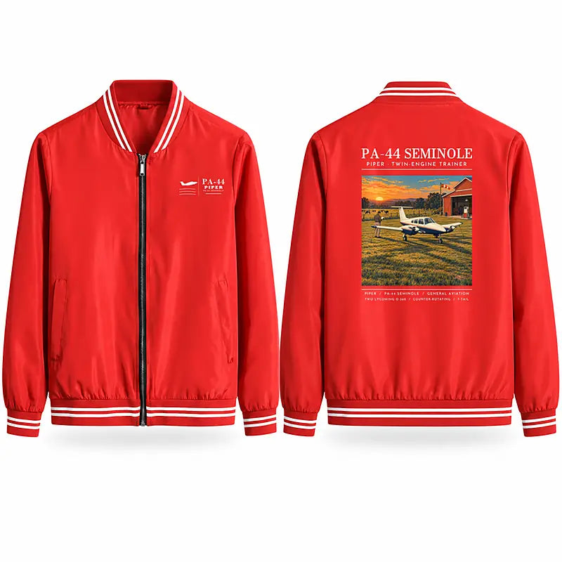 Piper PA-44-180 Seminole Stylish Jackets - Baseball Collar - Poster - Red