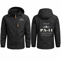 Thumbnail for Piper PA-44-180 Seminole Stylish Jackets - Hooded Windbreaker - Heritage - Black