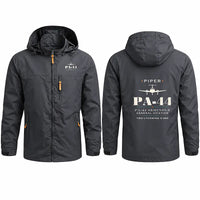 Thumbnail for Piper PA-44-180 Seminole Stylish Jackets - Hooded Windbreaker - Heritage - Charcoal