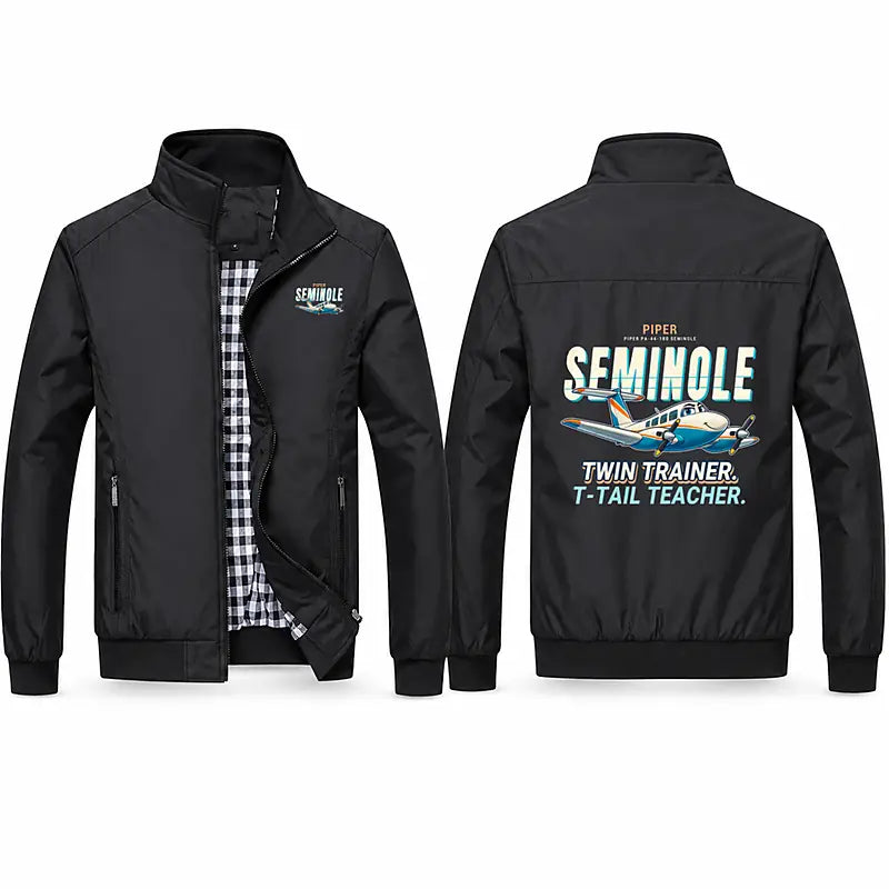 Piper PA-44-180 Seminole Stylish Jackets - Stand Collar - Cartoon - Black