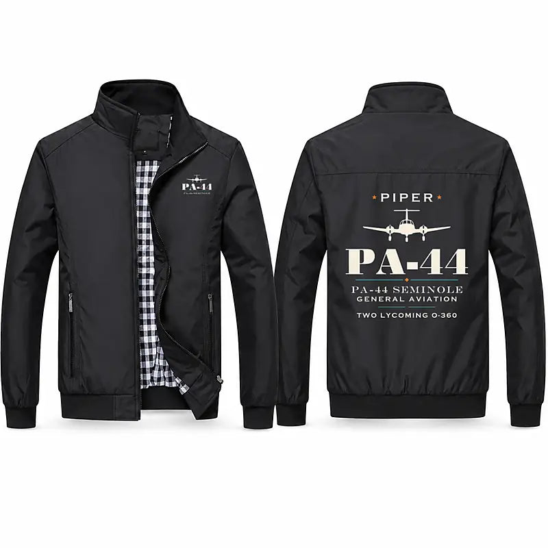 Piper PA-44-180 Seminole Stylish Jackets - Stand Collar - Heritage - Black