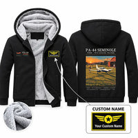 Thumbnail for Piper PA-44-180 Seminole Zipped Sweatshirts - Poster + Name - Black