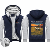 Thumbnail for Piper PA-44-180 Seminole Zipped Sweatshirts - Poster - Navy & Gray