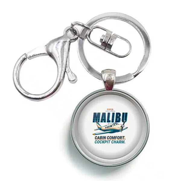 Piper PA-46 Malibu - Cartoon - Circle Key Chain - White