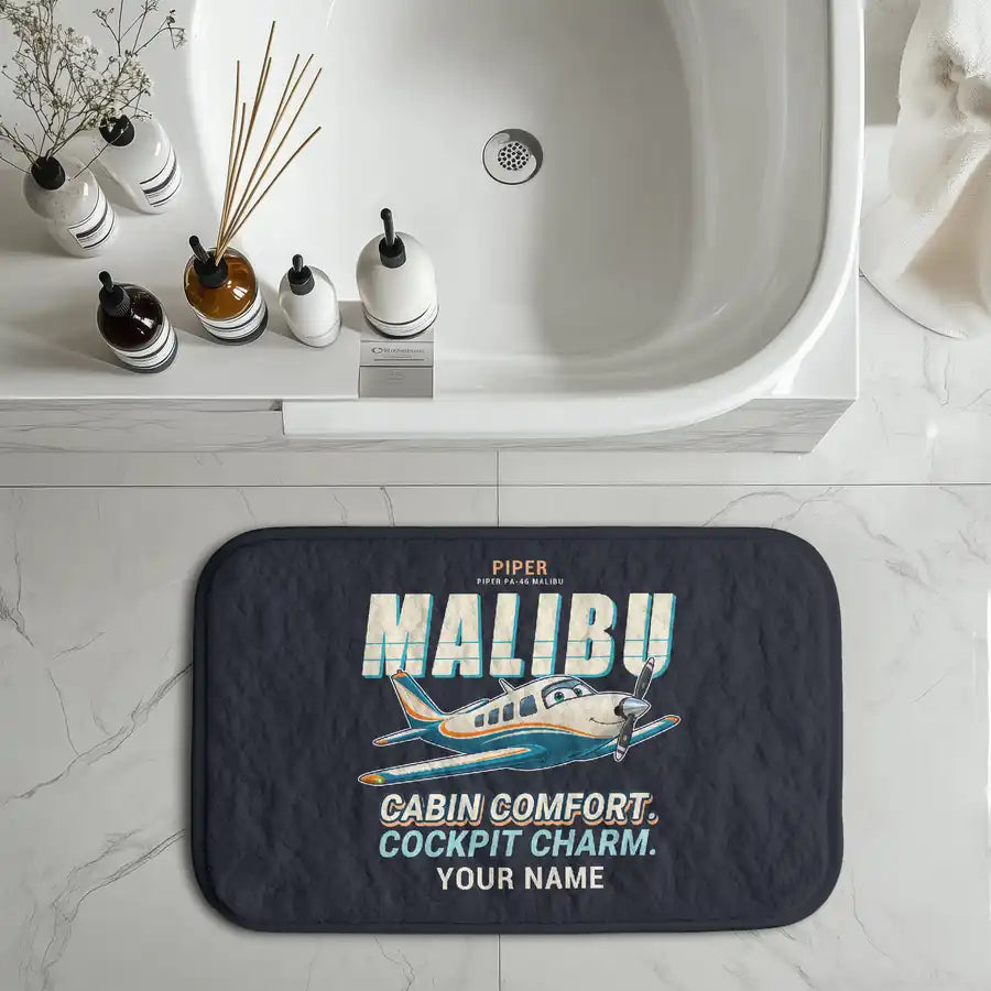 Piper PA-46 Malibu - Cartoon + Name - Bath Mat